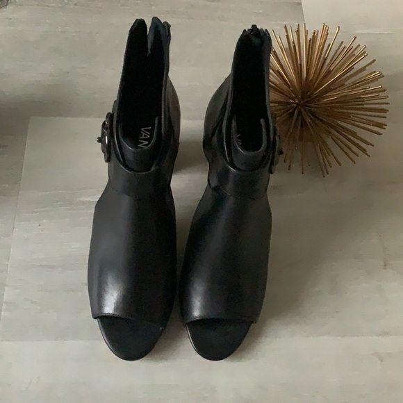 Vaneli black‎ booties heels open toe black buckle - Picture 3 of 7